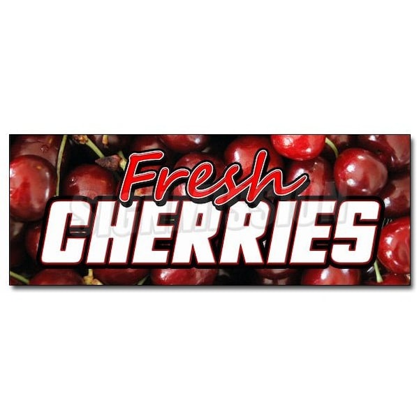 Safety Sign, 48 in Height, Vinyl, 18 in Length, Fresh Cherries